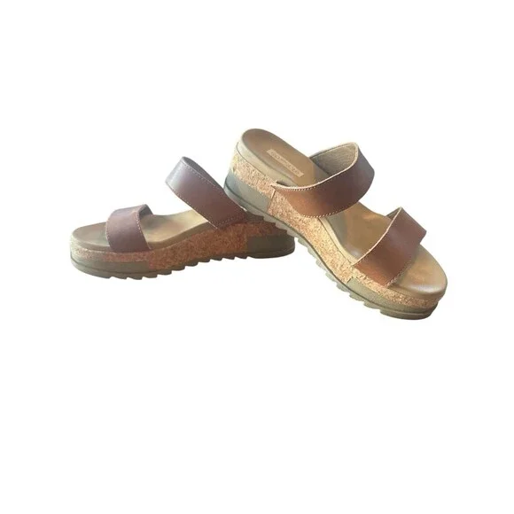 Bottero Brown Leather Cork Slide Sandals Women’s Size 7 Comfort Workwear - Picture 2 of 7